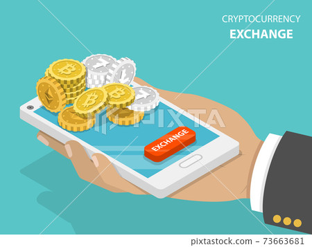Cryptocurrency exchange flat isometric vector concept. Cryptocurrency exchange flat isometric vector concept. 73663681
