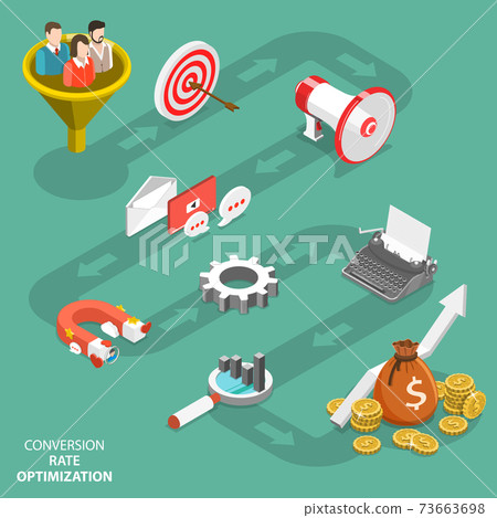 Conversion rate optimization flat isometric vector Conversion rate optimization flat isometric vector 73663698