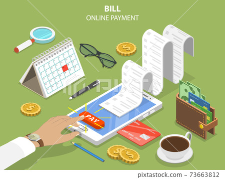 Bills online payment flat isometric vector concept - Stock Illustration ...