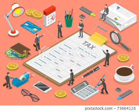 Tax payment flat isometric vector concept. Tax payment flat isometric vector concept. 73664128