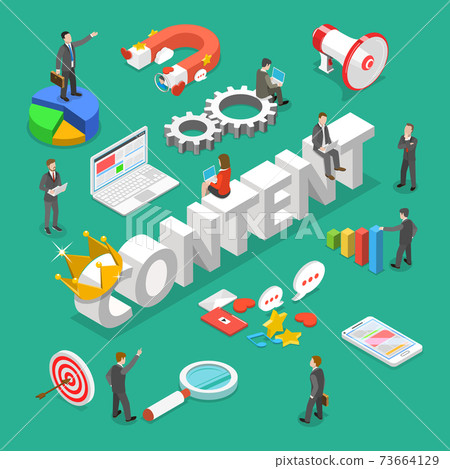 Content is king flat isometric vector concept. Content is king flat isometric vector concept. 73664129