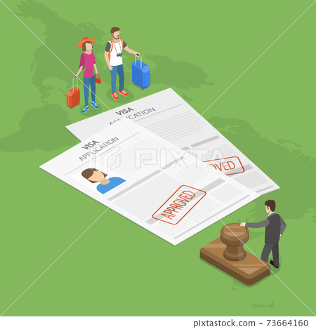 Visa application flat isometric vector concept. 73664160