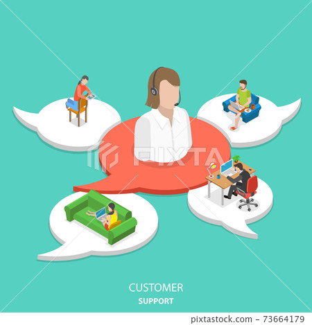 Customer support flat isometric vector concept. 73664179