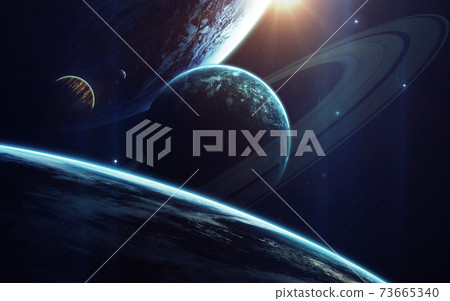 Cosmic art, science fiction wallpaper. Beauty of deep space. Billions of galaxies in the universe. Elements of this image furnished by NASA Cosmic art, science fiction wallpaper. Beauty of deep space. Billions of galaxies in the universe. Elements of this image furnished by NASA 73665340