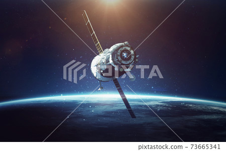 Blue planet Earth. Illustration of homeworld, ecology and science. Elements furnished by NASA 73665341