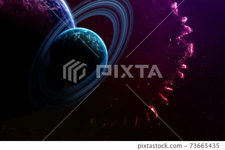 Deep space art. Nebulas, planets galaxies and stars in beautiful composition. Awesome for wallpaper and print. Elements of this image furnished by NASA 73665435