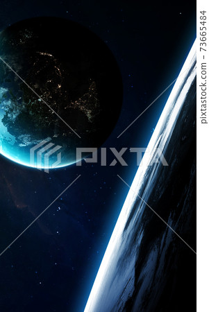 Deep space art. Nebulas, planets galaxies and stars in beautiful composition. Awesome for wallpaper and print. Elements of this image furnished by NASA 73665484