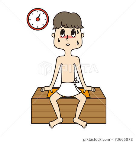 Young man who cares about time in the sauna - Stock Illustration [73665878]  - PIXTA