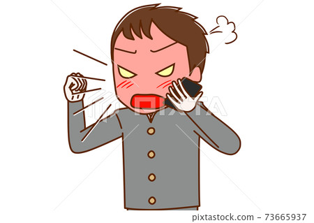 一位男同學在智能手機上大聲喊叫時生氣 73665937