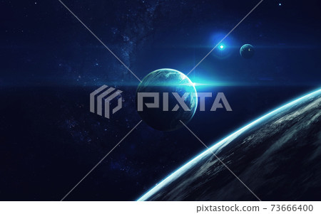 Cosmic art, science fiction wallpaper. Beauty of deep space. Billions of galaxies in the universe. Elements of this image furnished by NASA 73666400