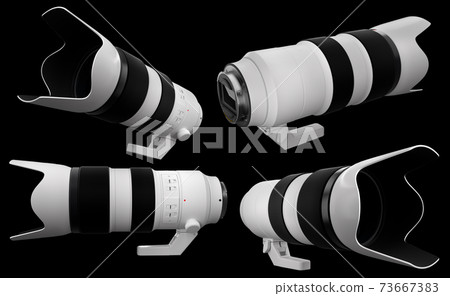 Modern nonexistent DSLR camera lens on black background Modern nonexistent DSLR camera lens on black background 73667383