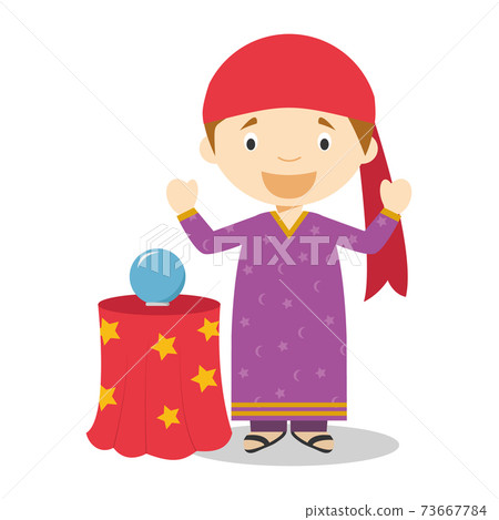 Cute cartoon vector illustration of a fortune teller 73667784