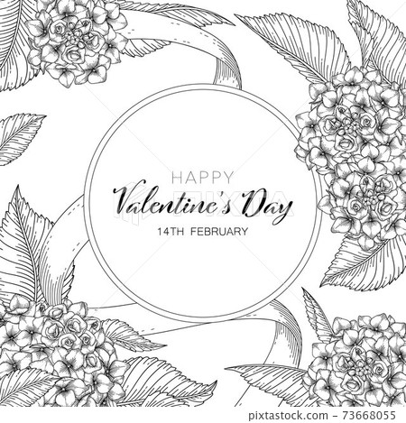 Hand drawn floral valentine's day background. 73668055