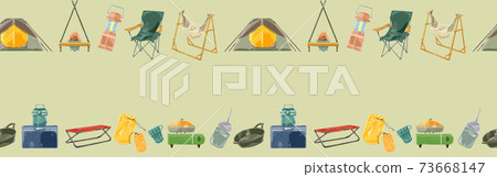 Continuous line pattern of camping equipment 73668147