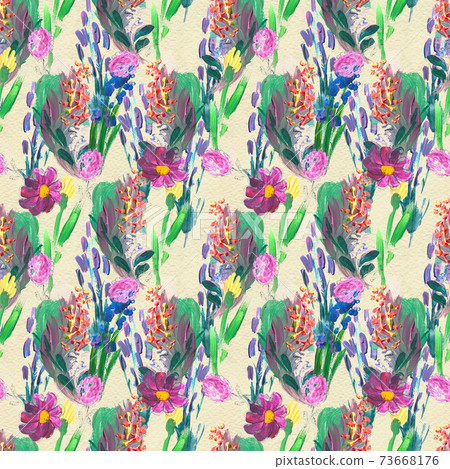 Seamless pattern with flowers. Watercolor or... - Stock Illustration ...