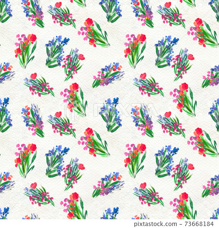 Seamless pattern with flowers. Watercolor or acrylic painting. Hand drawn floral background. Seamless pattern with flowers. Watercolor or acrylic painting. Hand drawn floral background. 73668184