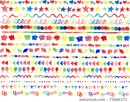Iridescent border set of watercolors 73668373