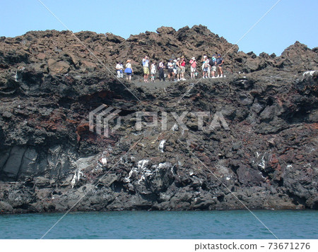 Guided tourists on the Galapagos Islands 73671276