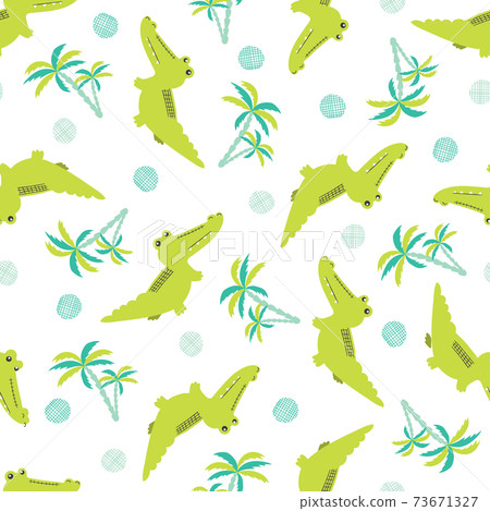 Seamless cartoon crocodiles pattern. 73671327