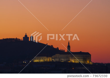 Mikulov castle and Holy hill, South Moravia, Czech Republic 73672330