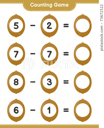Counting game, count the number of Kiwi and write the result. Educational children game, printable worksheet, vector illustration Counting game, count the number of Kiwi and write the result. Educational children game, printable worksheet, vector illustration 73672522