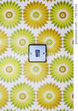 Electrical Switch against vintage wallpaper Electrical Switch against vintage wallpaper 73672592
