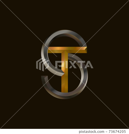 Gold and silver cursive monogram letter m Vector Image