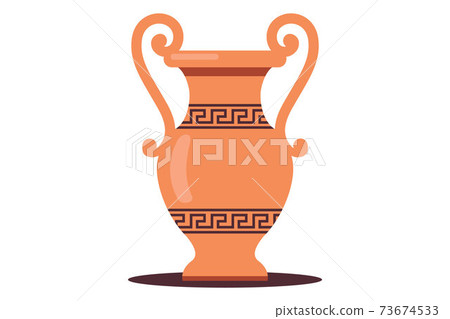 ancient Greek earthen water jug. 73674533