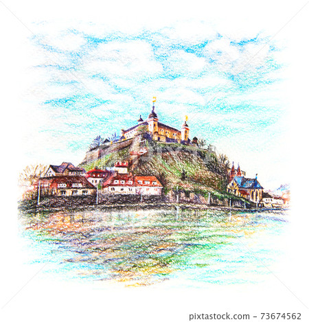 Coplored pencils sketch of Wurzburg Coplored pencils sketch of Wurzburg 73674562
