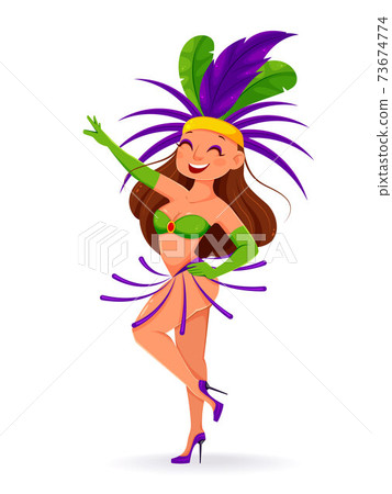 Mardi Gras Carnival. Cute lady dancer 73674774