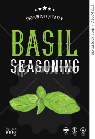 Premium Quality Basil seasoning powder label Stock