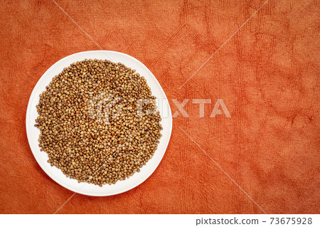buckwheat kasha on a white plate 73675928