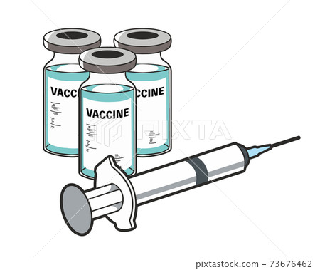 藍色疫苗和注射器 藍色疫苗和注射器 73676462