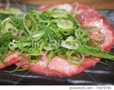 Japanese black beef grilled meat A5 (green onion salted beef tongue) Japanese black beef grilled meat A5 (green onion salted beef tongue) 73679766