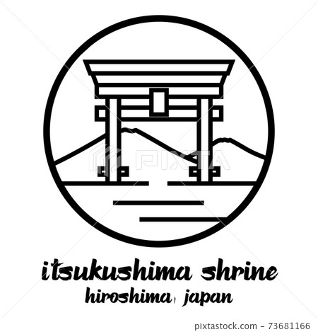 Circle icon line Itsukushima Shrine. vector illustration 73681166