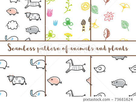 Animal and plant patterns_seamless_set 73681624