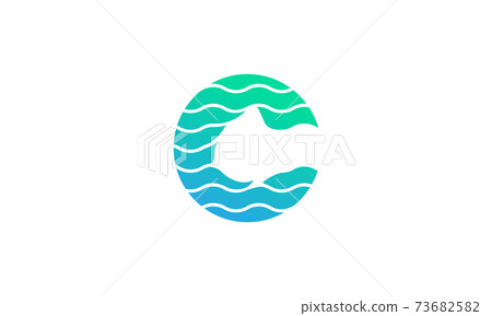 letter c with sea wave colorful logo symbol... - Stock Illustration ...