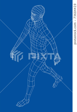 Wireframe walking man. Vector Wireframe walking man. Vector 73684419