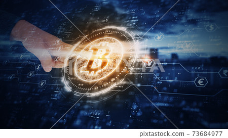 Hands touch bitcoin blockchain cryptocurrency digital encryption, Digital money exchange, Technology global network connections background concept. 3D Rendering Hands touch bitcoin blockchain cryptocurrency digital encryption, Digital money exchange, Technology global network connections background concept. 3D Rendering 73684977
