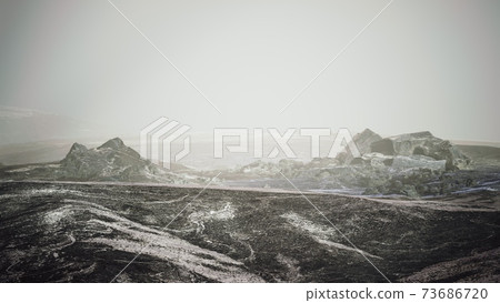 8K Antarctic mountains with snow in fog 8K Antarctic mountains with snow in fog 73686720