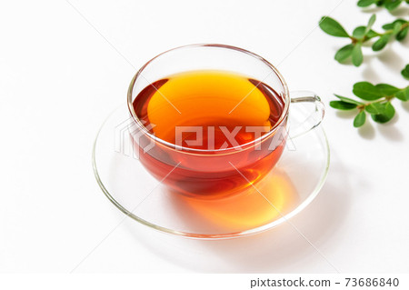 Black tea brewed in a transparent tea cup Black tea brewed in a transparent tea cup 73686840
