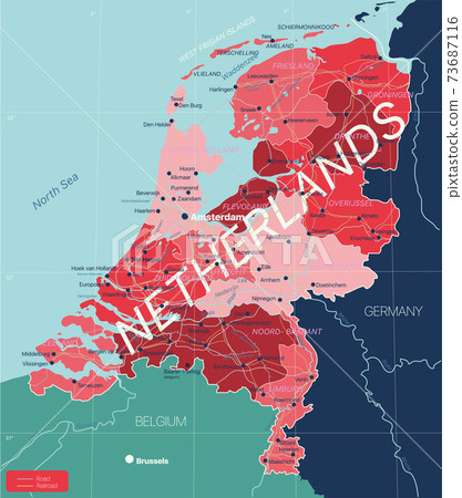 Netherlands country detailed editable map 73687116