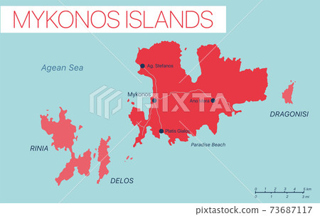 Mykonos island detailed editable map Mykonos island detailed editable map 73687117