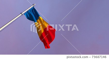 3d rendering of the national flag of the Chad 73687146