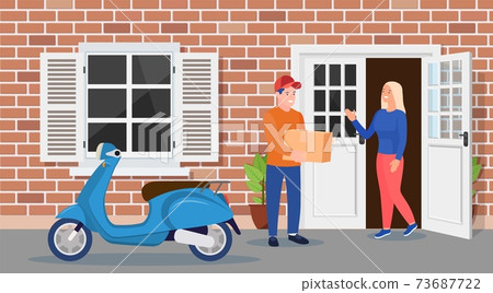 Man left cardboard boxes with goods 73687722