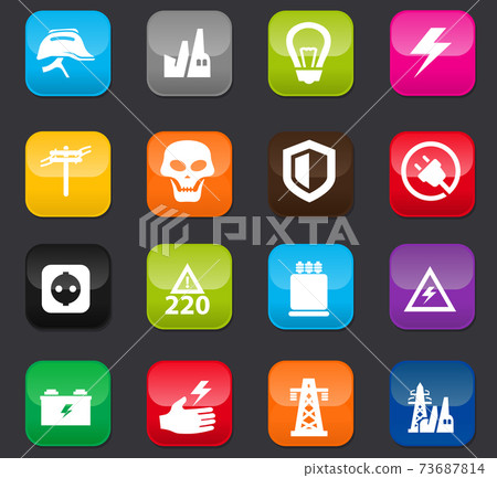 High voltage icons set High voltage icons set 73687814