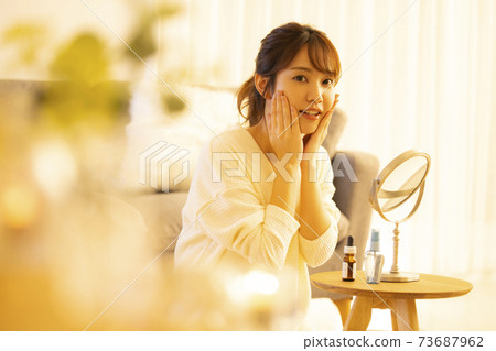 Women's beauty skin care night living room 73687962
