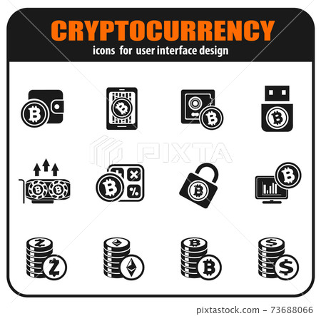 Cryptocurrency and mining icon set - Stock Illustration [73688066] - PIXTA