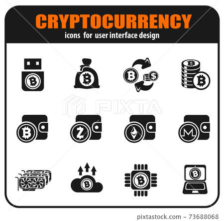 Cryptocurrency and mining icon set Cryptocurrency and mining icon set 73688068