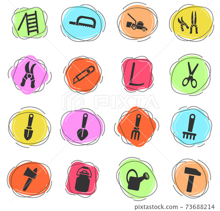 garden tools icon set 73688214